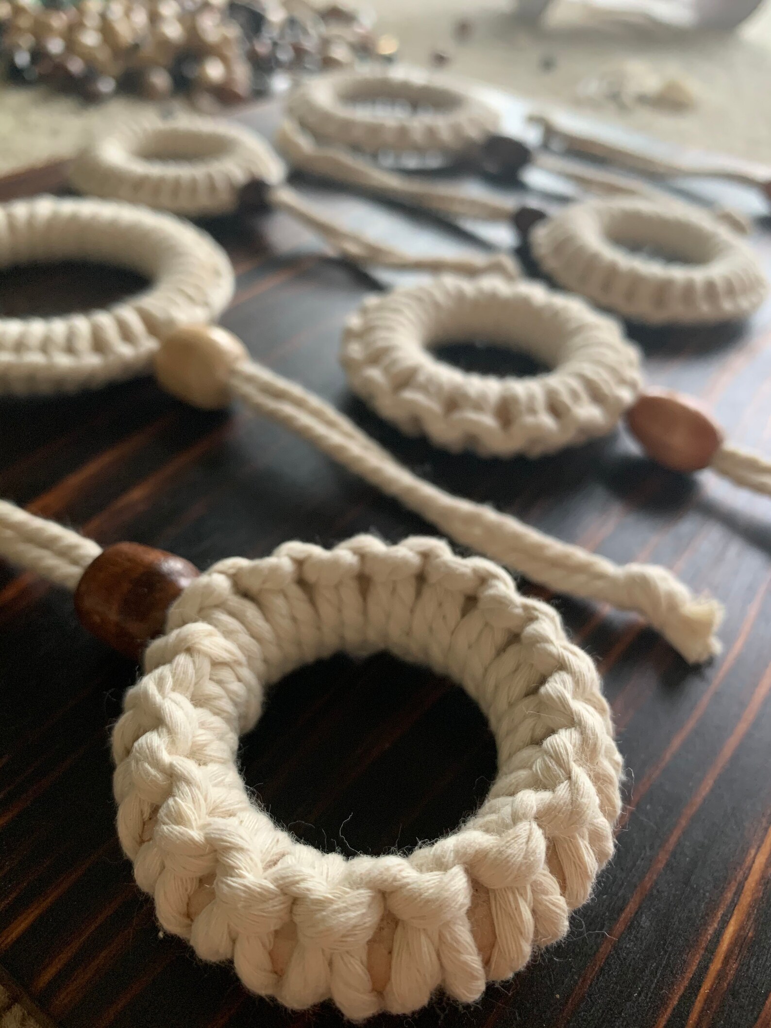 Macrame Ring Ornament / Macrame Charm / Rearview Mirror Charm - Etsy