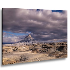 Factory Butte Storm Light Print – Utah Badlands Landscape Photography – Blue Valley