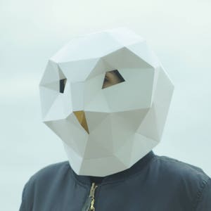 Snowy Owl Mask,Bird mask,DIY Gift,Instant Pdf download, Paper Mask,Printable,3DPolygon Mask,Low Poly,Papercraft Face Mask,Template,Halloween