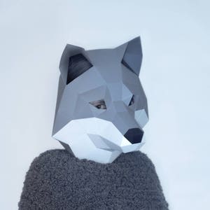 Wolf Mask,Balto Dog Mask,DIY Animal Head,Pdf,Paper Mask,3D Polygon Masks,LowPoly,Papercraft Face Mask,Template,Puppy,Printable,Halloween