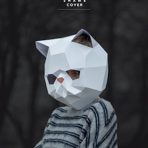 Make Exotic Cat Mask, DIY Animal Head, Instant Pdf download, Paper Mask, 3D Polygon Masks,Low Poly,Papercraft Mask,Template,Printable