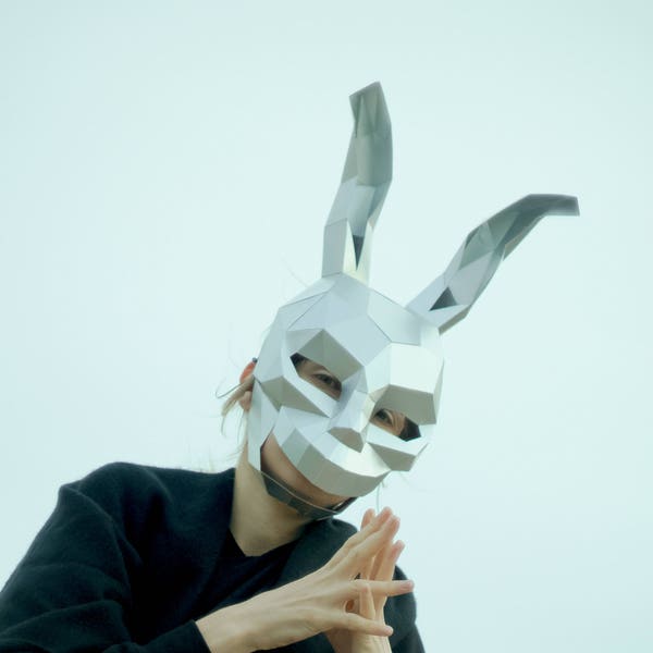 Frank Rabbit Mask,Donnie Darko Mask,Hare Mask,DIY 3Dmask,PDF,Paper Mask,Animal,Pattern mask,Halloween,Papercraft Mask,Costume,Party,Gift