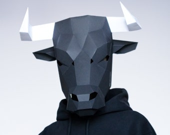 Bull Mask Papercraft Template for Halloween and Themed Parties, Instant Download Craft for Kids & Adults, Make Your Own Bull Mask Today!