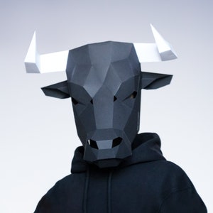 Modello per creare maschera da toro con la carta per Halloween e feste a tema, download istantaneo per bambini e adulti, crea oggi stesso la tua maschera da toro!