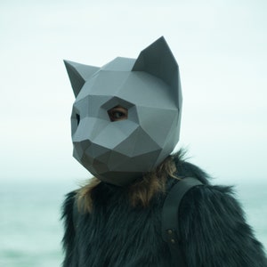 Cat Mask Papercraft Mask DIY Animal Head Instant Pdf - Etsy
