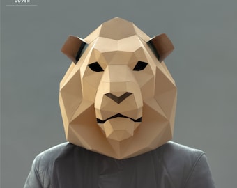 Lion Mask,Cat Mask,DIY 3D mask,PDF,Polygon Paper Mask,Template,Printable,Animal,Pattern mask,Low Poly,Papercraft Mask,Costume,Halloween