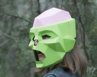 Make Zombie Mask,DIY Head,Instant Pdf download, Paper Mask,Horror, 3D Polygon Masks,Low Poly,Papercraft Face Mask,Template,Halloween,Party