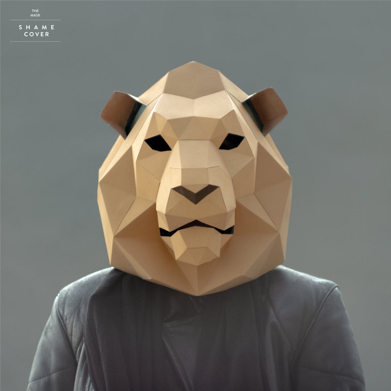 Lion Maskcat Maskdiy 3d Maskpdfpolygon Paper Image 0