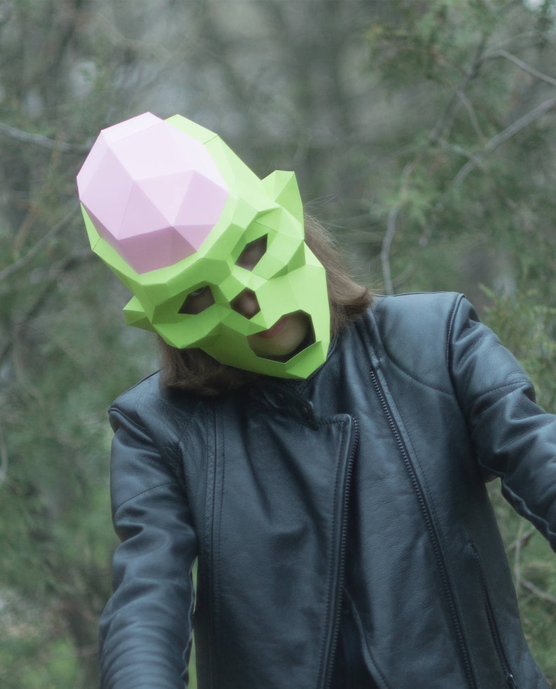 Paper Mask,Horror Make Zombie Mask,DIY Head,Instant Pdf download 3D Polygon Masks,Low Poly