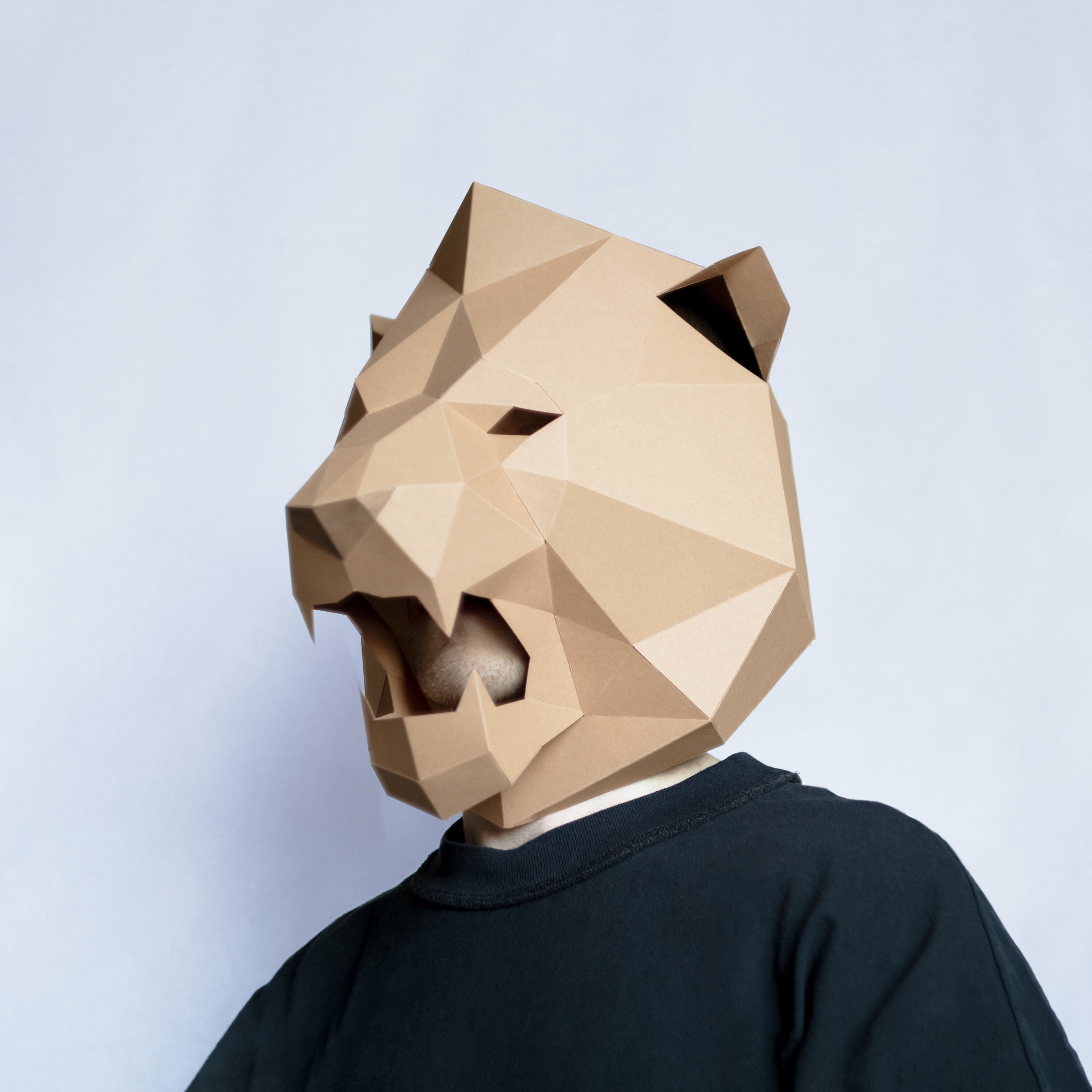 Lion Mask, Cat Mask, Papercraft Mask, DIY Animal Head, Instant Pdf download, Paper Mask, 3D Mask, Low Poly, Template, Halloween, Printable