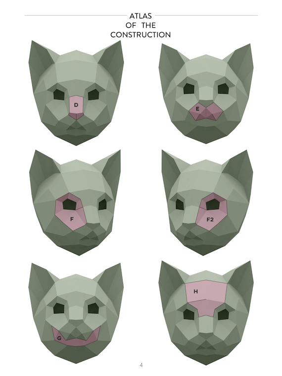 DIY Paper Cat Mask, 3d Mask, Papercraft Pdf Pattern. Low Poly Mask for a DIY Plans. Norway