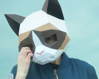 Grumpy Cat Mask,diy Animal Head,pdf Download,paper Mask,helmet,3d
