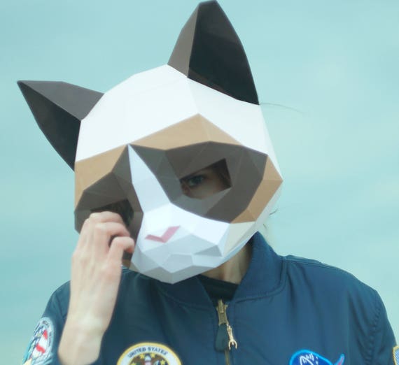 Grumpy Cat MaskDIY Animal HeadPdf downloadPaper Etsy Grumpy Cat MaskDIY Animal HeadPdf downloadPaper Etsy