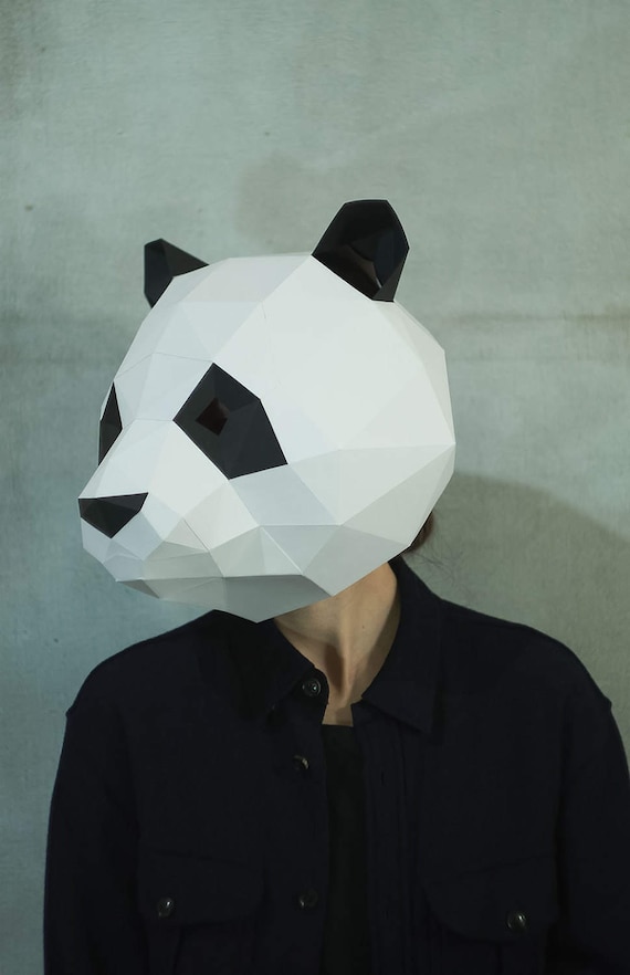 Make Panda Mask,diy 3D Mask,pdf,pattern Mask,polygon Paper Mask,template,printable  Head,low Poly,papercraft Face Mask,costume,halloween - Etsy
