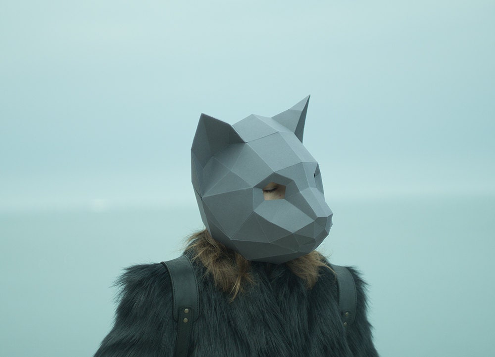 Make Cat Mask DIY Animal Head Instant Pdf download Paper Etsy