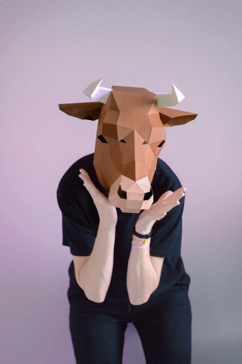 Cow mask template DIY Animal Head Halloween mask Instant Etsy