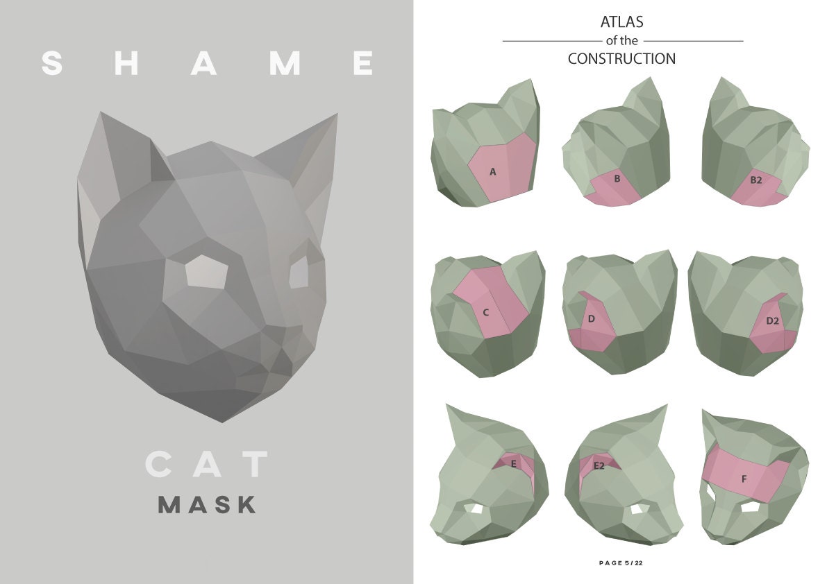 Make Cat Mask DIY Animal Head Instant Pdf download Paper Etsy