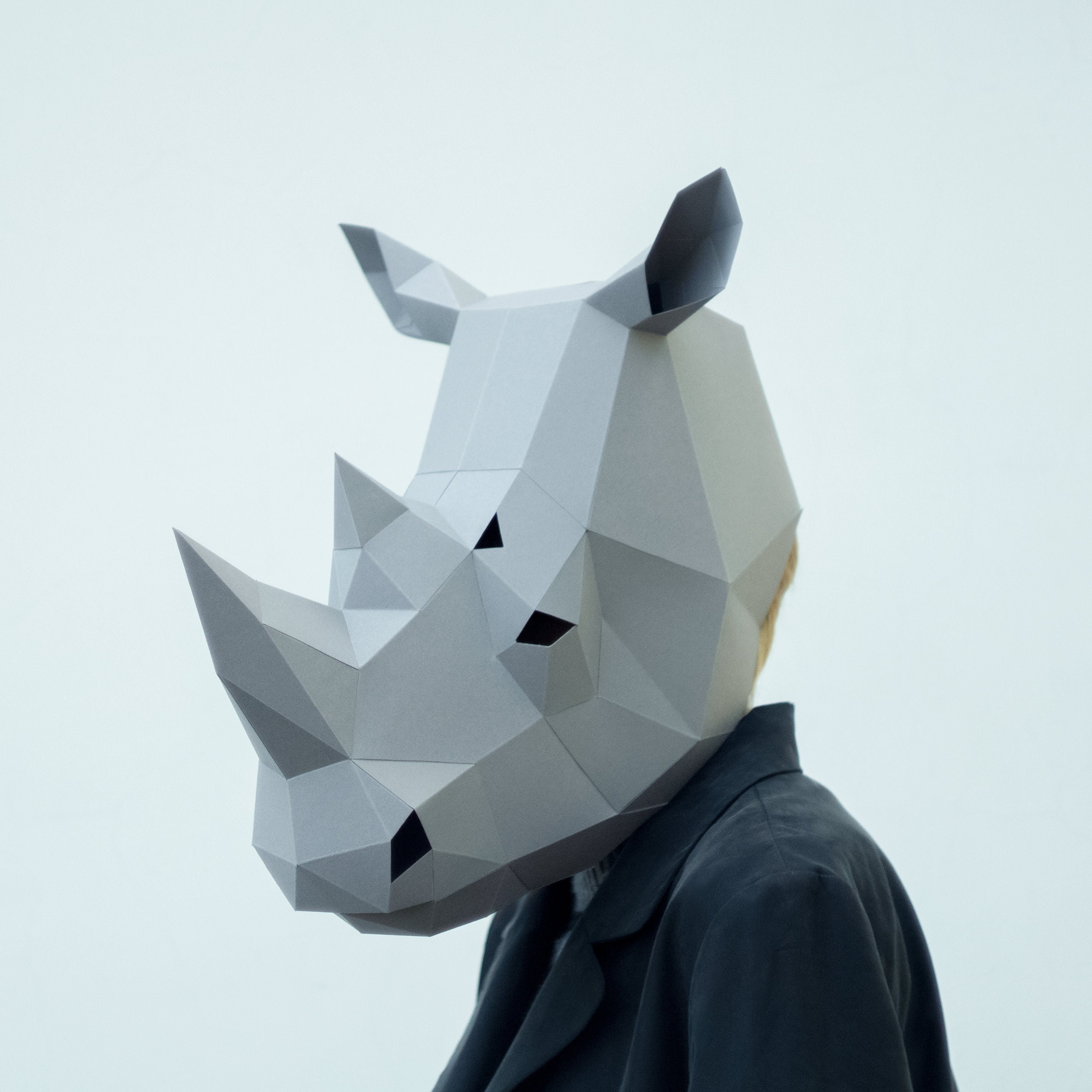 Rhino Mask Paper Craft Template Printable Rhinoceros Mask Etsy