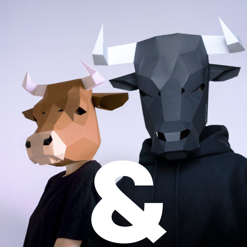 Cow Mask Bull Mask Template DIY Animal Head Halloween Etsy