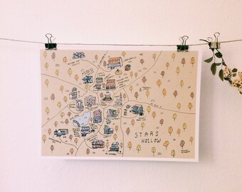 Stars Hollow Map - Gilmore Girls - A4 Poster
