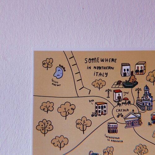 Somewhere in Northern Italy Map - A4 Poster