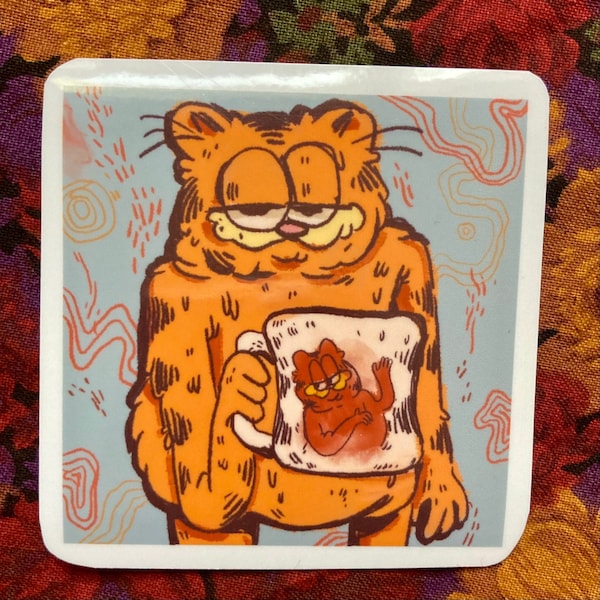 Mug Garf // Cursed Garfield water bottle phone laptop sticker. Durable High Quality waterproof Vinyl