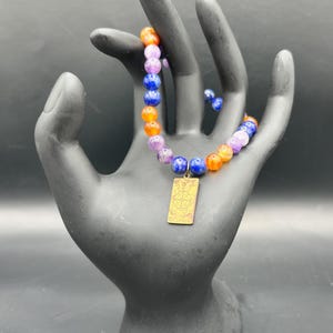 Stackable Gemstone Bracelet 6mm - Wheel of Fortune Tarot Card