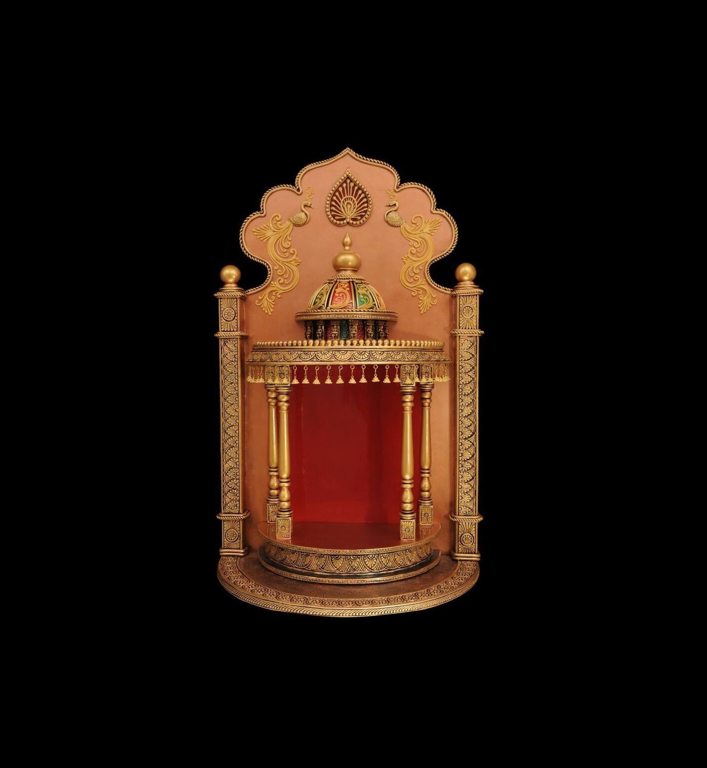 Antique Looking Huge Round Golden Temple Pooja Mandir Etsy