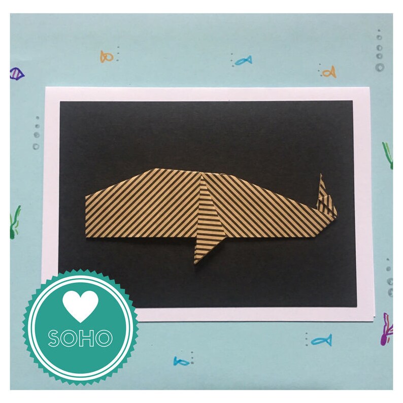 Tarjeta En Blanco De Origami Ballena