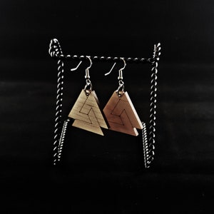 Valknut Earrings Trefoil Knot Style Maple