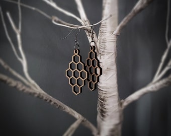 Large Honeycomb Hexagonal Earrings