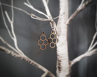 Small Honeycomb Hexagonal Earrings