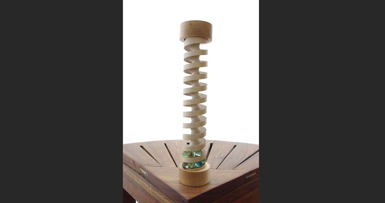 Marblelous Wooden Spiral Is Handmade Desktop Marble Wood Toy Image 0