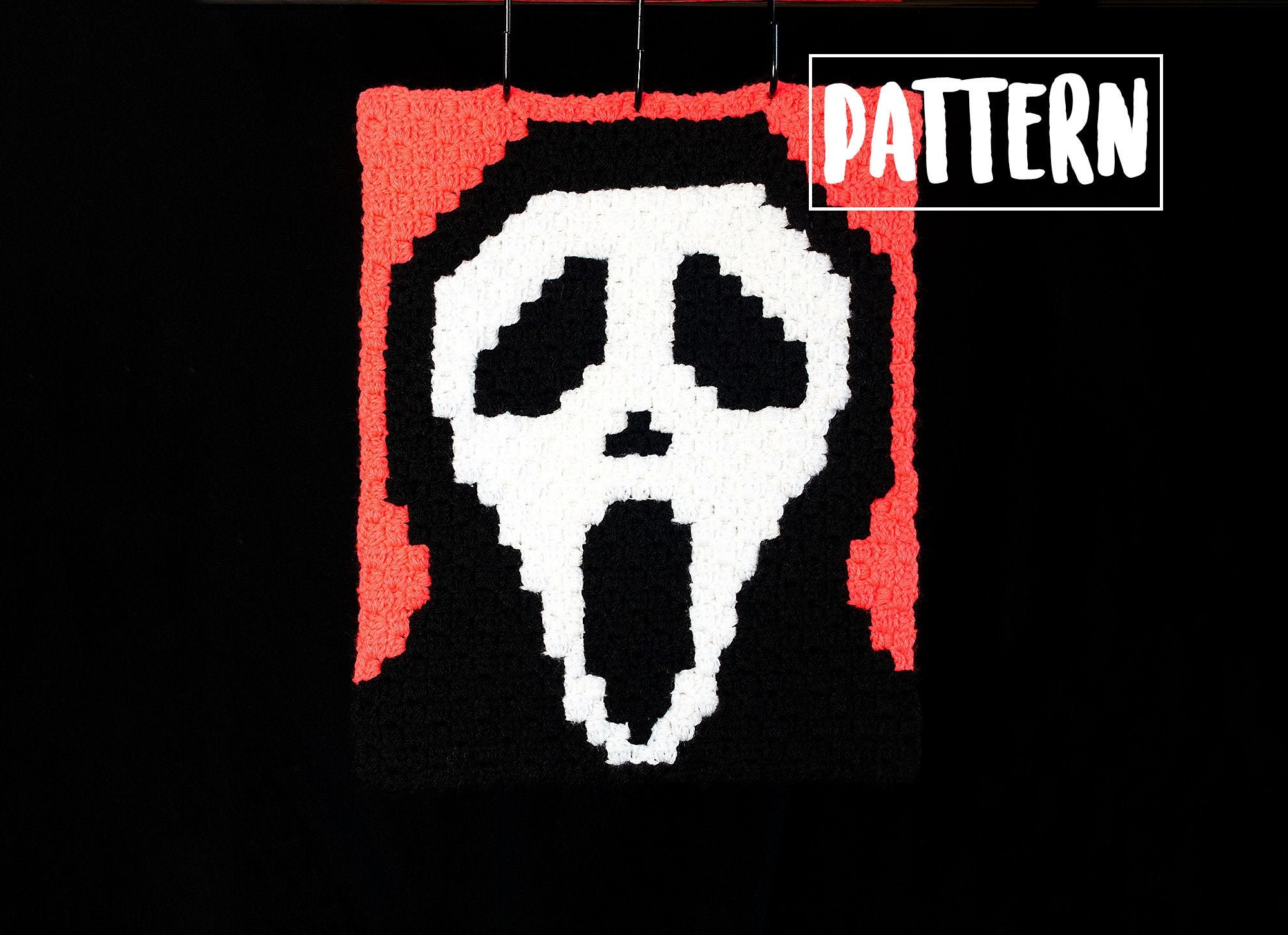SCREAM MASK C2C Wall Hanging Crochet Pattern / Corner to Etsy