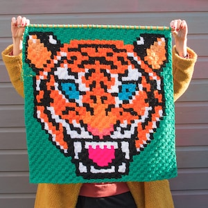 CROCHET PATTERN (C2C) TIGER Wall Hanging / Digital Download / Crochet Wall Hanging / Quirky Décor / Eclectic Décor / Crochet Patterns