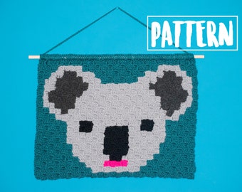 KOALA BEAR C2C Wall Hanging Crochet Pattern / Corner to Corner Crochet / Graphgan
