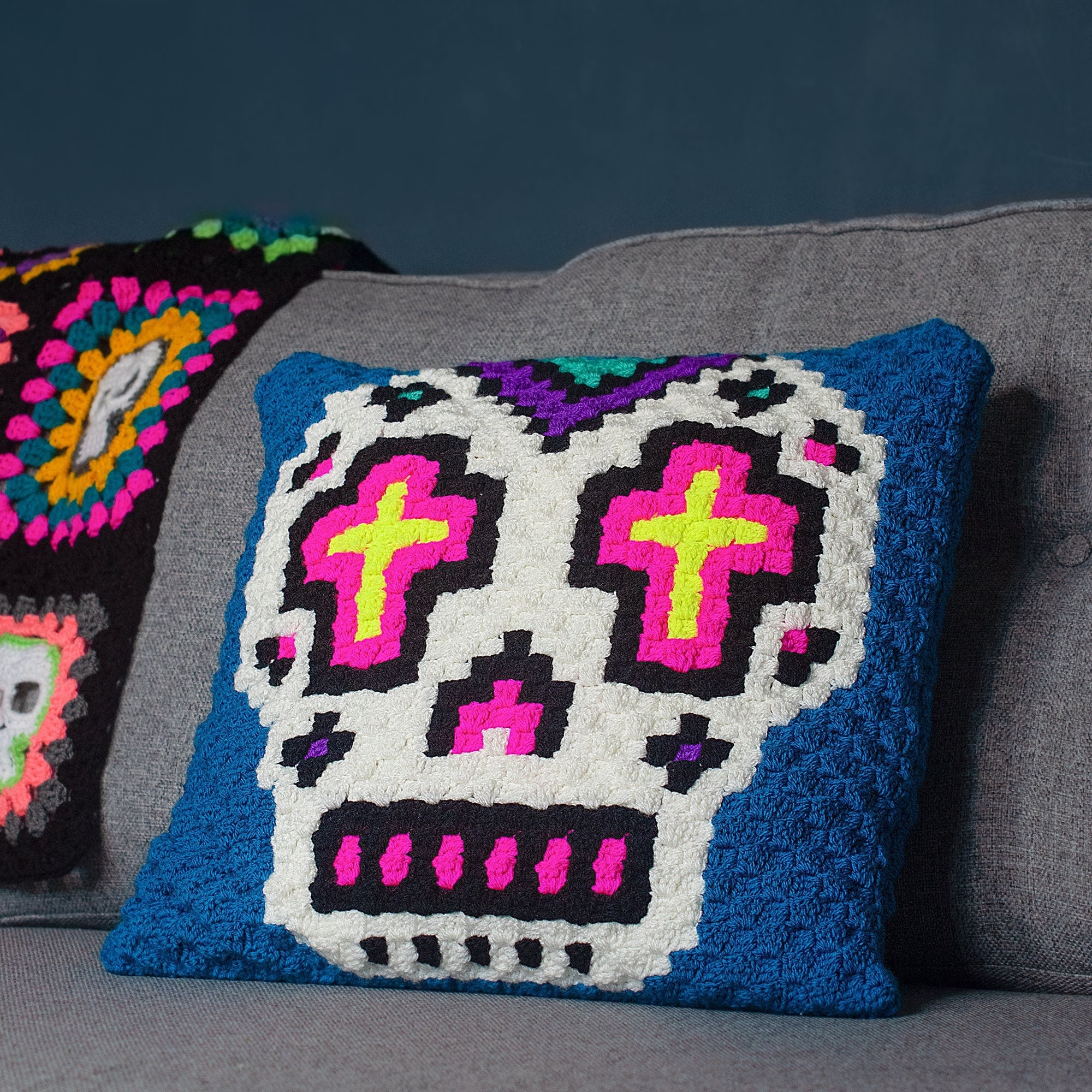 3 in 1 Skull C2C Crochet Pattern for Blanket, Cushion, or Wall Hanging