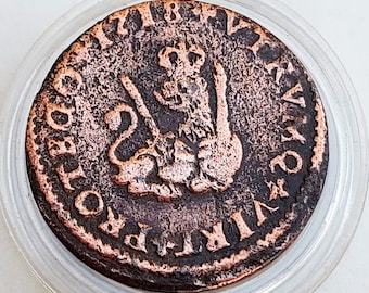 珍しい美しいコイン銅難破船スペイン海賊の宝物 - 1718