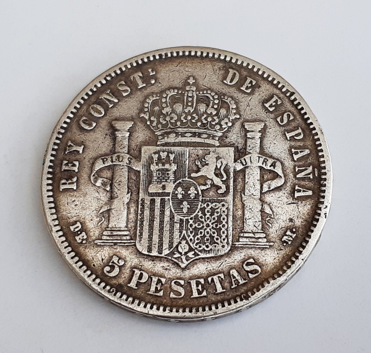 Spain- Rare Authentic Beautiful Silver Coin of 5 Pesetas Alphons XII - 1878  - Etsy India