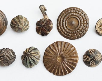 Authentic Excellent lot of 12 bronze buttons from the Medieval period of the 13th - 15th centuries - historical gift - birthday gift
