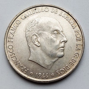 Spain - Authentic silver 100 pesetas coin of Francis Franco 1966 - (*19 *66)