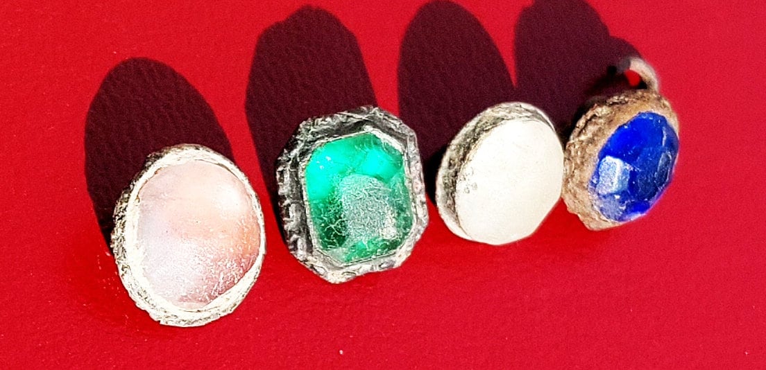 Authentic Beautiful Lot of 4 Copper and Glass Buttons Medieval Period ...