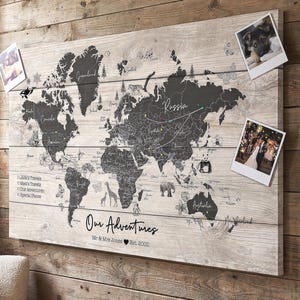 Personalisierte Weltkarte Pin - Individuelle Reisekarte Wandkunst - Geschenk für Reisende, Paare, Abenteurer