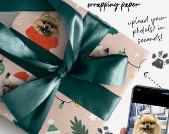 GIFT WRAPPING PAPER Personalised Pet / Dog / Puppy Christmas Festive Wrapping Paper - Upload your photo