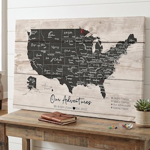 Personalised USA Travel Map Pin Board, America Push Pin Map, Custom Travel Tracker Wall Art, Wanderlust Gift, Adventure Map Decor