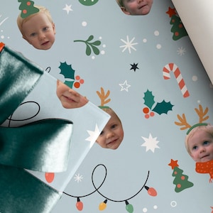 GIFT WRAPPING PAPER Personalised Kids Family Husband Wife Girlfriend Boyfriend Pets Christmas Festive  - Upload your photo