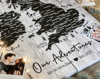 Personalized UK Travel Map – Wood Effect, Push Pin Board with Pins
