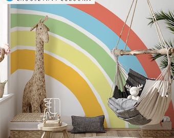 XLMING Photo Murales Château Arc En Ciel Dessin Animé Salon Enfants Chambre Fond Papier Peint Murale Papier Peint 3D Salle De Séjour Chambre à Coucher Séjour Mural Enfant-200cm×140cm