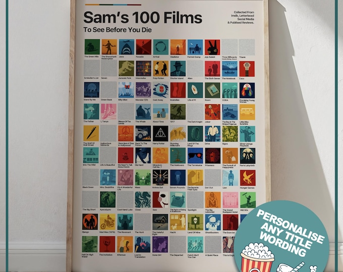 A2 Large 100 Movies Scratch-Off Poster – Film & Movie Lovers, Film Fans, Cinema Buffs. Christmas, Birthday, Anniversary FRAME NOT INCLUDED