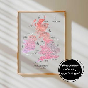 Personlig akvarell skrapkarta i Storbritannien – Sea Spray & Unicorn Colors